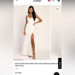 Elegant White Mermaid Dress with Slit - size Medium - perfect dress for brides